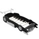 preview thumbnail 3 of 7, Pine Wood Twin Size Race Car-Shaped Platform Bed with Wheels and Safety Rails for Kids Bedroom, No Box Spring Required, Black