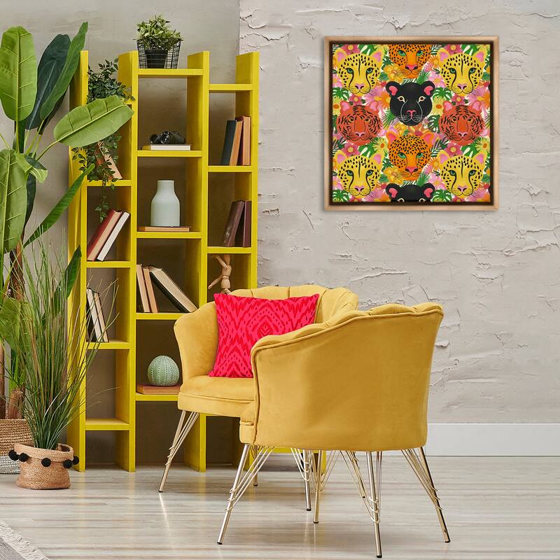 Stupell Jungle Cats Wildlife Pattern Framed Floater Canvas Wall Art Design By Carrie Cantwell