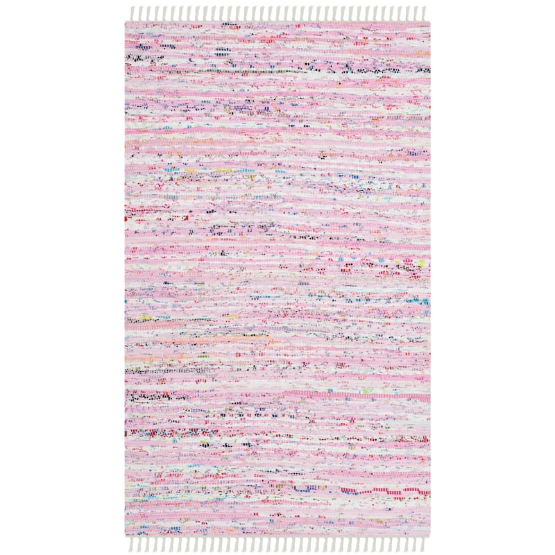 SAFAVIEH Handmade Rag Rug Litzy Stripe Cotton Rug - 2'6" x 4' - Light Pink/Multi