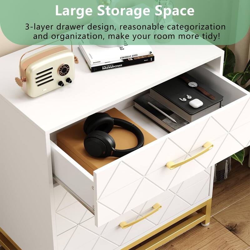 3/4 Drawer Wood Dresser for Bedroom, Modern Storage Chest for Closet