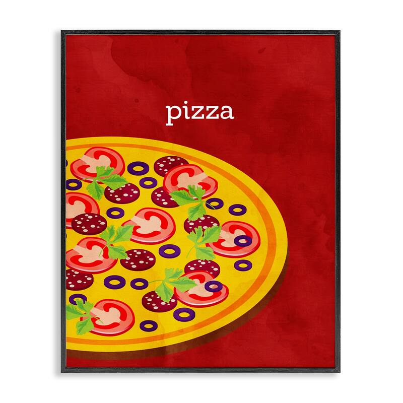 Stupell Tasty Savory Pizza Framed Giclee Art Design By Kim Allen - 24 x 30 - Black