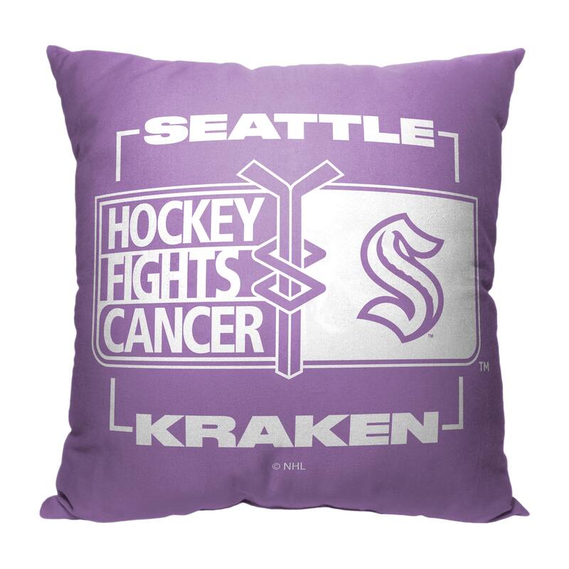 NHL Seattle Kraken Hockey Fights Cancer Fight For 18 Inch Throw Pillow