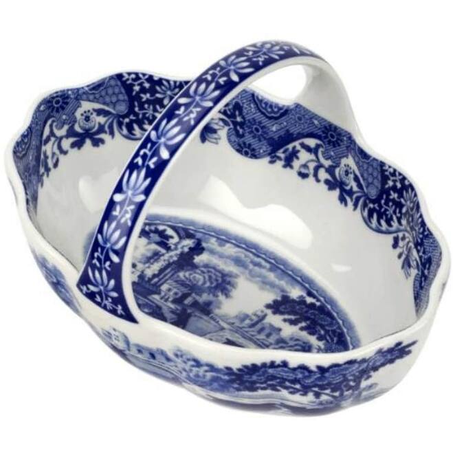 Spode Blue Italian Handled Basket - 6 inch
