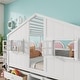preview thumbnail 6 of 26, Full Size House-shaped Loft Bed with House Roof Frame Skylight Windows 4 Storage Drawers Guardrails and Stairs for Kids' Room