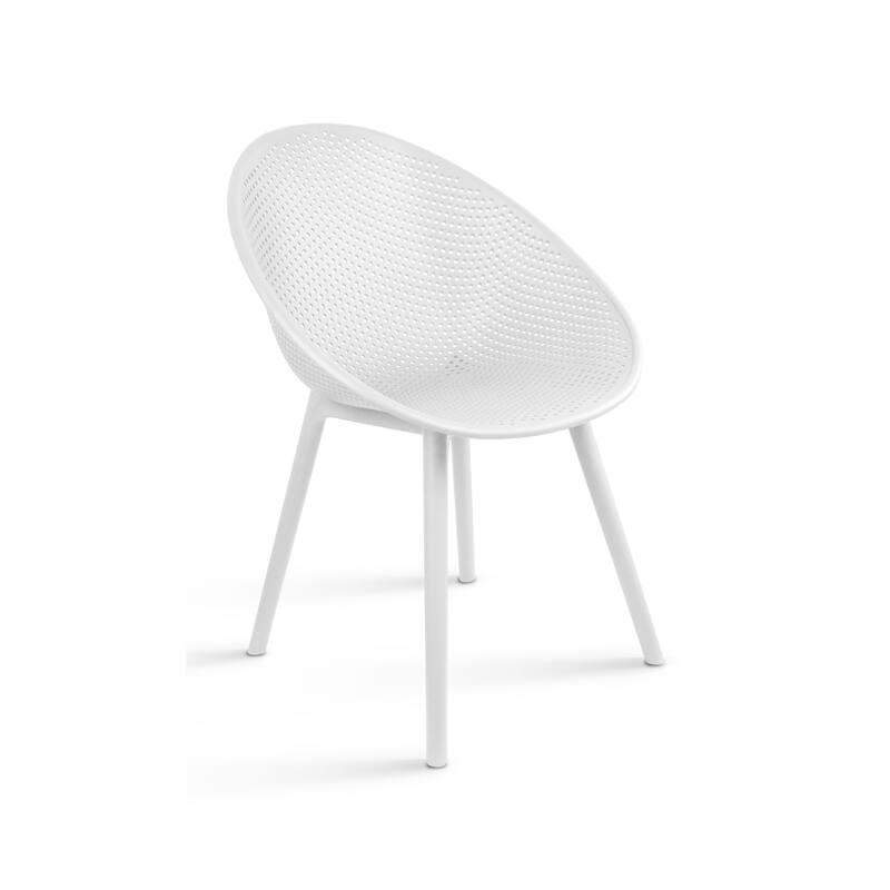 Modern Plastic Dining Chair Plastic Legs with Breathable Perforated Egg Shaped Seat for Indoor/Outdoor Use