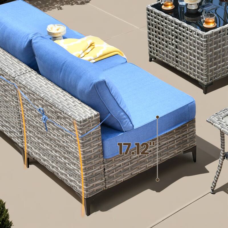XIZZI 11-piece Patio Rattan Wicker Furniture Set with Fire Pit Table