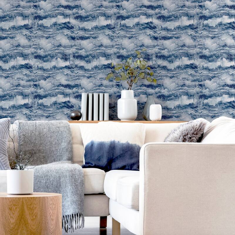 Arthouse Irene Navy Painted Canvas Wallpaper