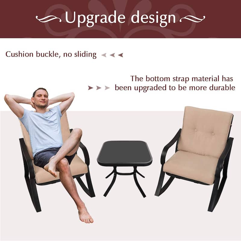 Solaura Metal Outdoor 3-piece Rocking Bistro Set