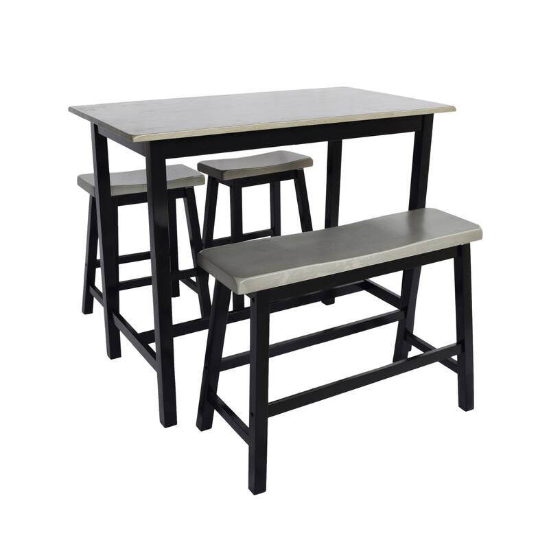 Christopher Knight Home Pomeroy 4-piece Wood Dining Set - Gray+Black