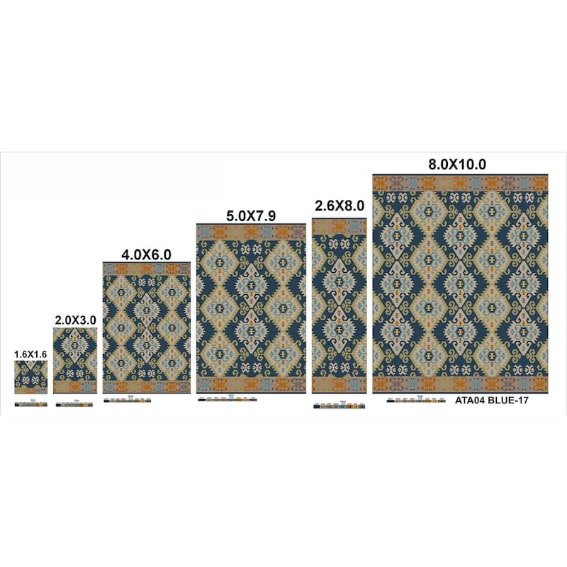 Alejandra Blue Handloomed Jute and Wool Blend Area Rug