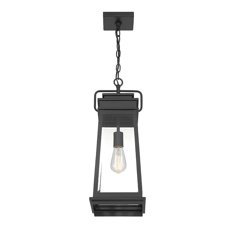 Matte Black One Light Outdoor Hanging Lantern from the Boone Collection