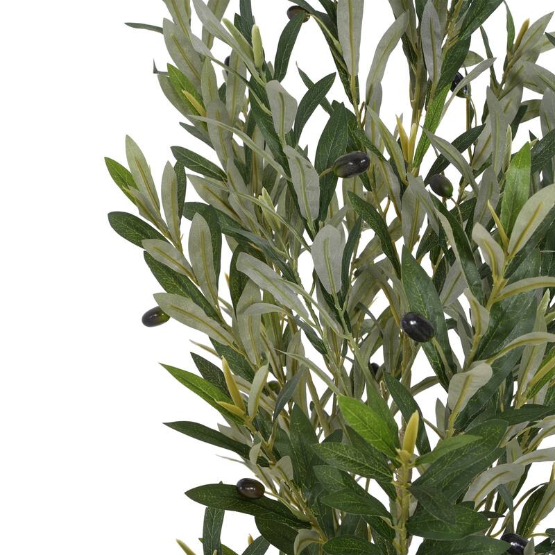 Roomfitters 6 Ft Artificial Olive Tree, Tall Faux Indoor Plant with Black Plastic Pot for Home Decor, Green