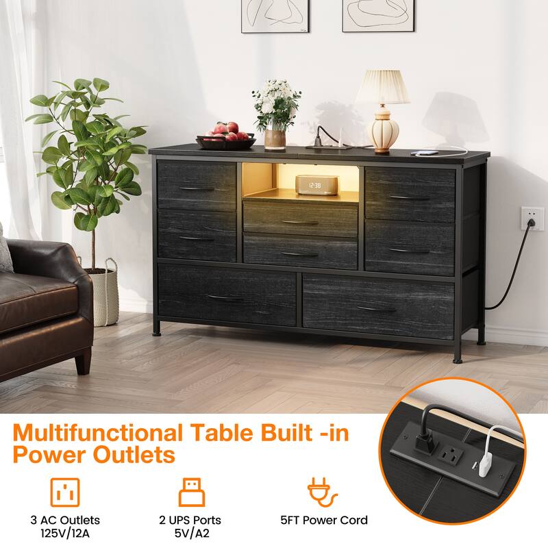 8 Drawers TV Stand with Power Outlet