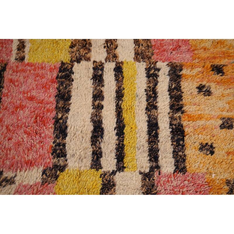 Plush Moroccan Oriental Area Rug Hand-Knotted Geometric Wool Carpet - 8'11" x 12'9"