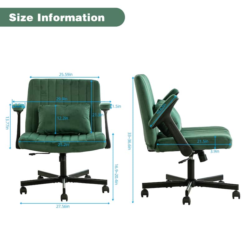 Velvet Swivel Office Chair with Wheels, Comfy Criss Cross Upholstered Vanity Chair, Desk Chair with Adjustable Height