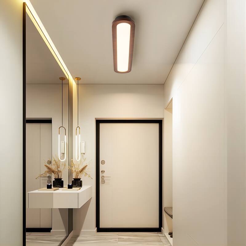 47.2" W 1-Light Modern Oval Walnut Wood Dimmable LED Flush Mount Ceiling Light for Living Room, Bedroom