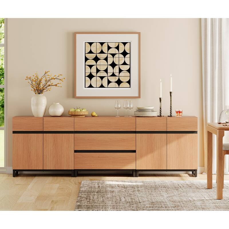 WAMPAT Storage Cabinet, 3 in 1 Modern Sideboard - 94.5“ x 30.6” x 15.6 - MOCHA
