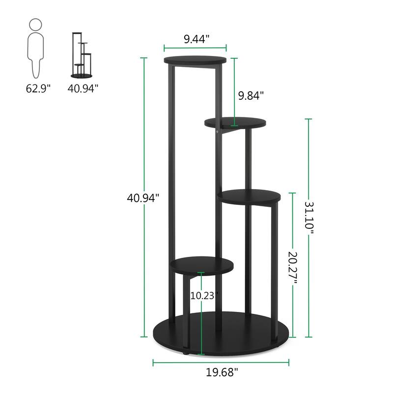 4-Tier Plant Stand Indoor, Wood Plant Flower Shelf Holders for Balcony