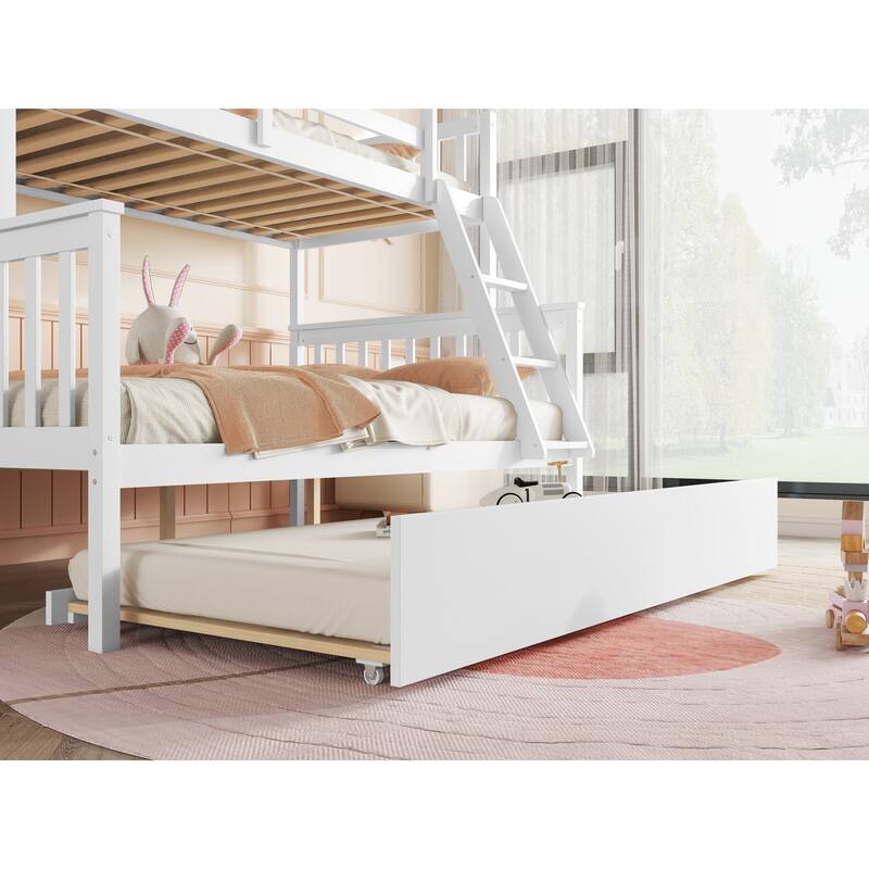 Twin Over Full Bunk Bed with 3-in-1 Trundle