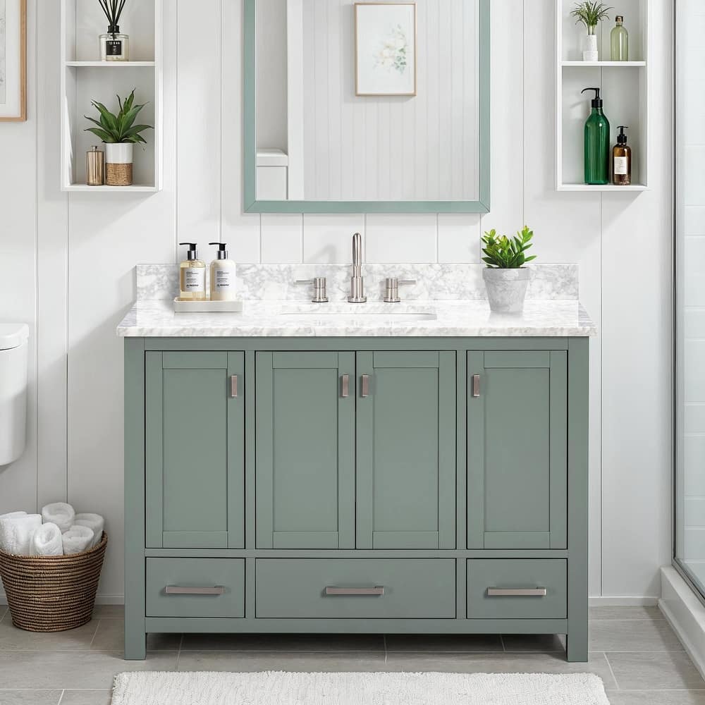 Avanity Modero 48 in. Single Sink Bathroom Vanity with Carrara Marble Top - 49"W x 22"D x 35"H
