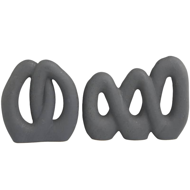 Ceramic Abstract Linked Decorative Sculpture - Set of 2 Black - CosmoLiving by Cosmopolitan - Black