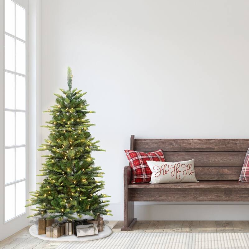 Pre-lit Slim Aspen Fir Artificial Christmas Tree - 4.5’ - Clear Lights - 4.5 Foot