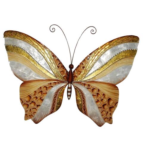 Handmade Wall Butterfly with Copper and Pearl (Philippines) - 1 x 18 x 13