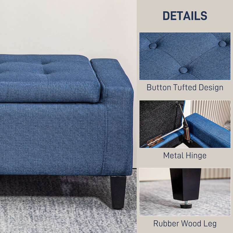 HOMCOM Ottoman Bench Tufted Storage Chest with Flipping Top, 36.25"W x 15.75"D x 15.75"H