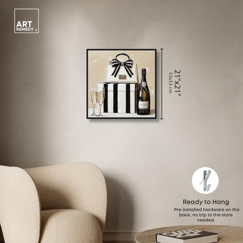 Black and White Striped Glam Canvas by Art Remedy