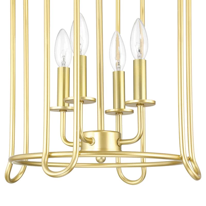 Acroma 4-light Modern Gold Cage Chandelier Drum Dining Lights - 13.87'' D