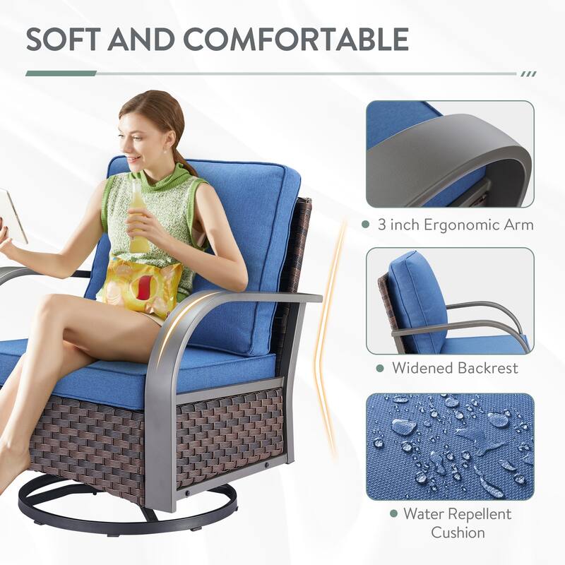 Patio Wicker Swivel Chair Funitre Set