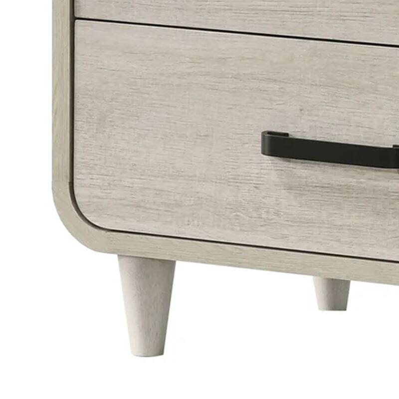 Meni Nightstand, 2 Drawers, Black Metal Handles, Scandinavian White