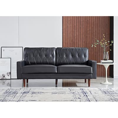 Acire 69.3" Faux Leather Cushion Back Sofa