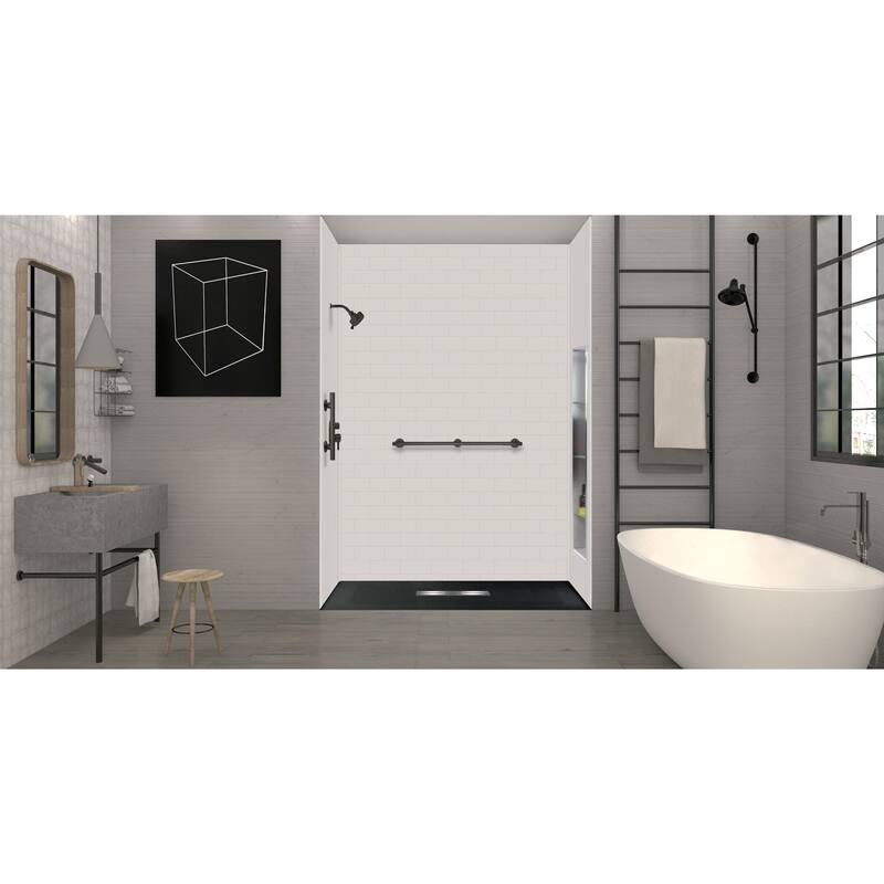 Transolid FZS6036C-09 60-in L x 35.5-in W Zero Threshold Center Drain Shower Base, Black - 60-in L x 35.5-in W