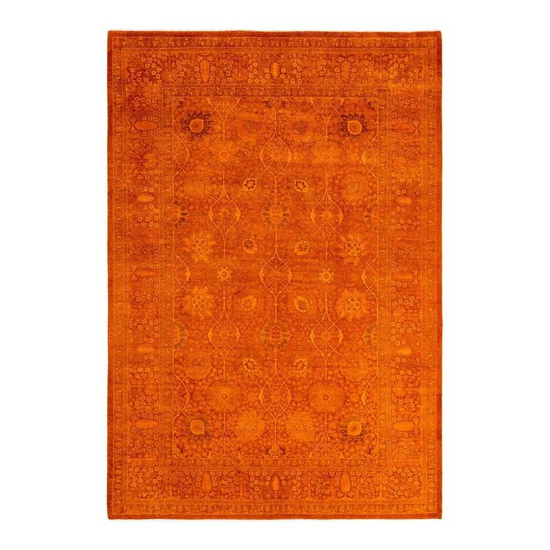 Overdyed, One-of-a-Kind Hand-Knotted Area Rug - Orange - 6' 2" x 9' 0"