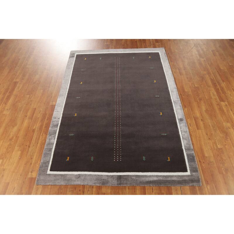 Hand Knotted Oriental 100% Wool Carpet Tribal Tribal Greys & Charcoal Gabbeh Area Rug - 7' 10'' X 5' 5''