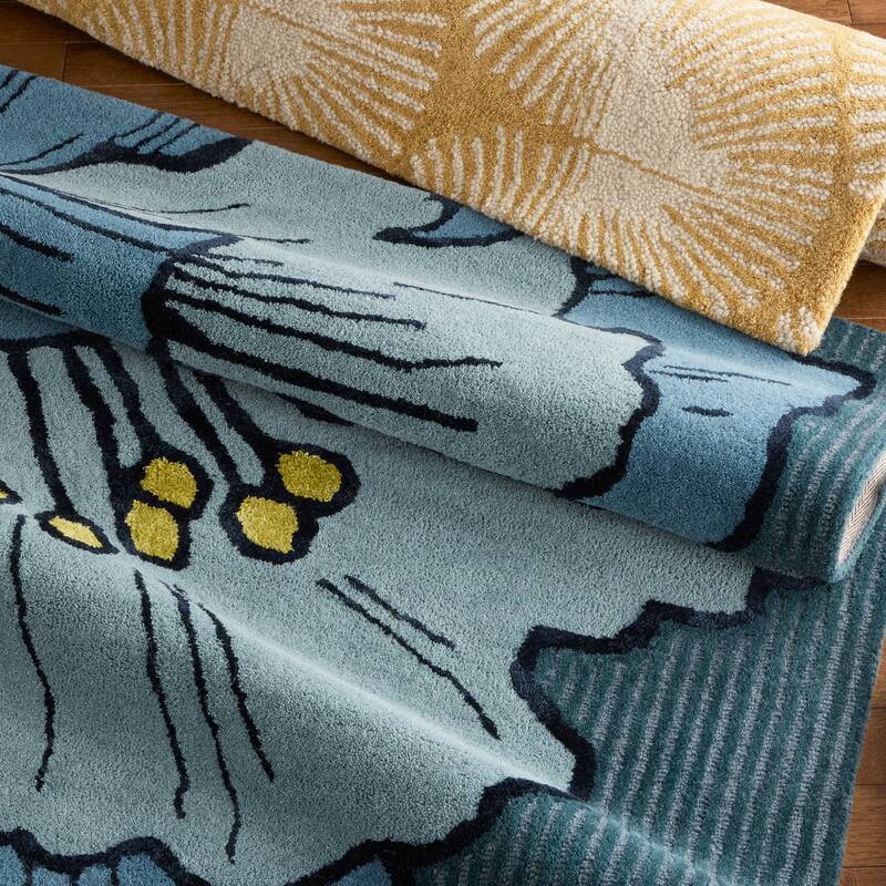 NICOLE MILLER NEW YORK Flora Grandeur Bloom Handcrafted Wool Area Rug