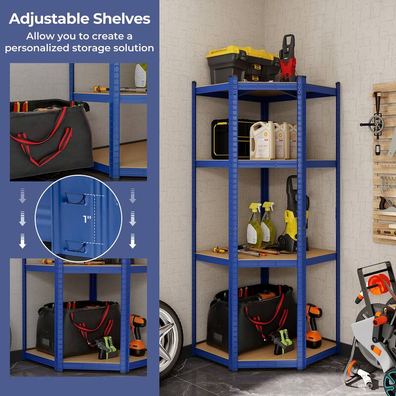 Gymax 2PCS 4-Tier Adjustable Garage Storage Utility Rack Corner