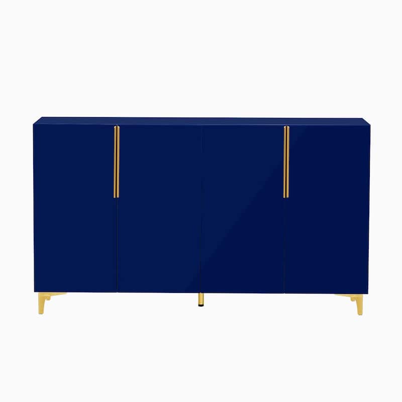 Modern Glossy Finish Light Luxury Storage Cabinet and Adjustable Shelves