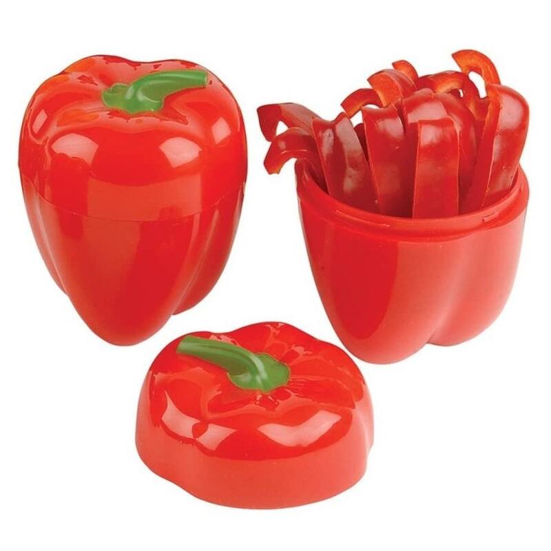 Hutzler Pepper Saver Keeper Storage Container - Keeps Fresh Longer - 2 Pack - Orange & Yellow