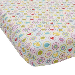 Lambs & Ivy Happi Tree by Dena™ Multicolor Animals and Floral 100% Cotton Baby Fitted Crib Sheet