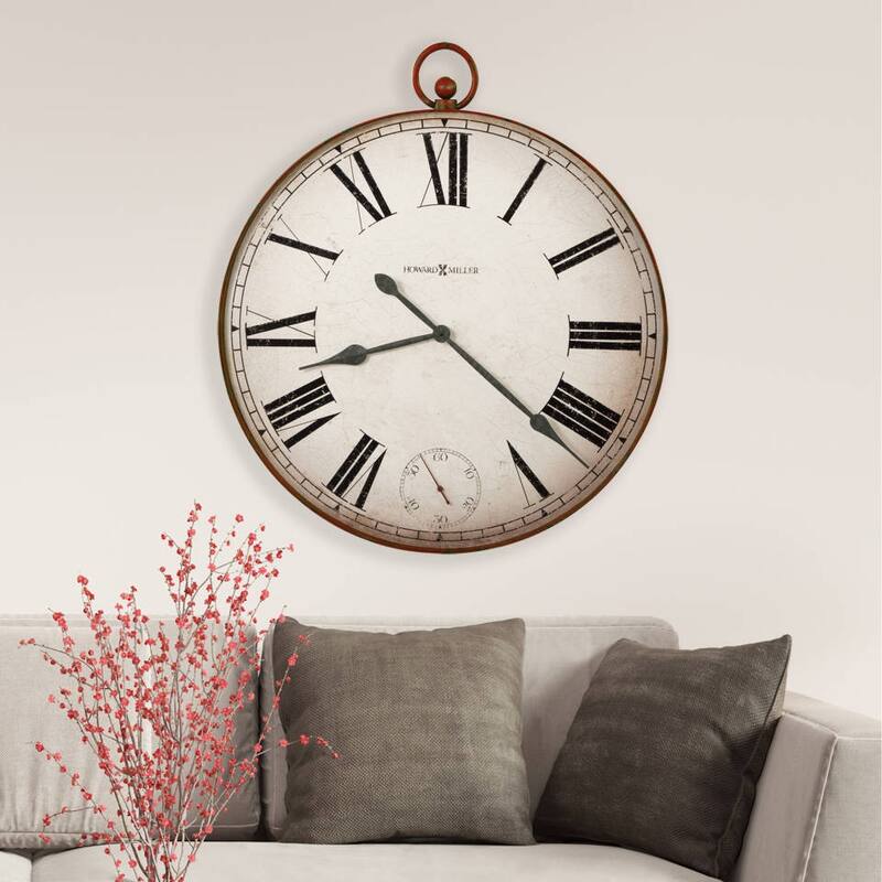 Howard Miller Antiqued Large Gallery Pocket Watch II Wall Clock - Antique White