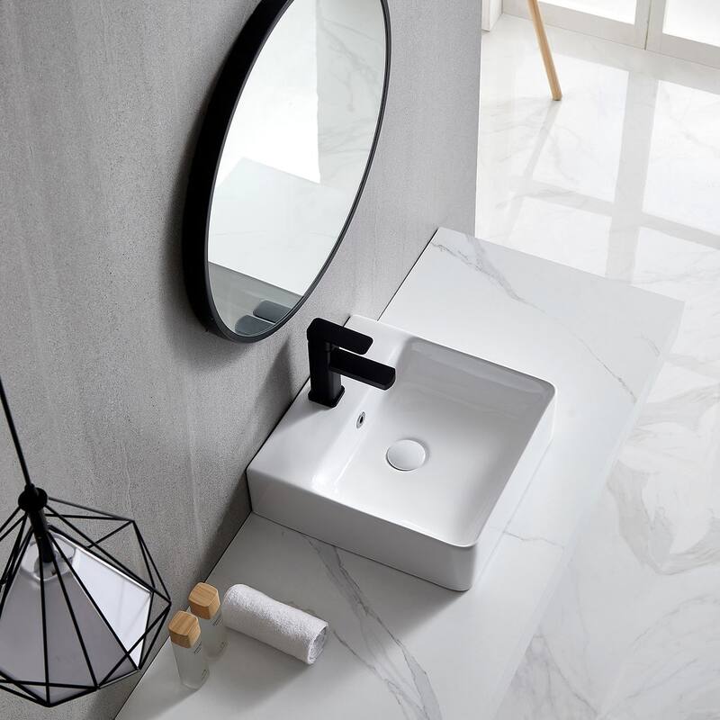 Eridanus 15" Square Wall-Mounted Vessel Bathroom Sink with Overflow