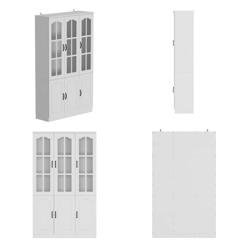 Kitchen Cabinet Clear Visibility Tempered Glass Showcase Combo Cabinet