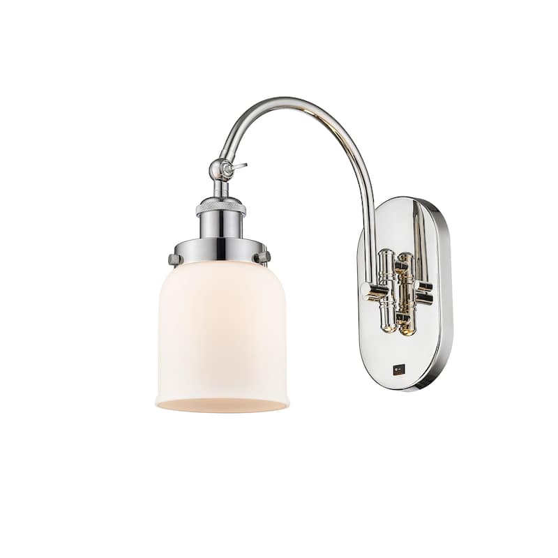 Innovations Lighting Franklin Restoration Bell - 1 Light 5" Sconce - Arm Swivels Side To Side - Polished Nickel/Matte White