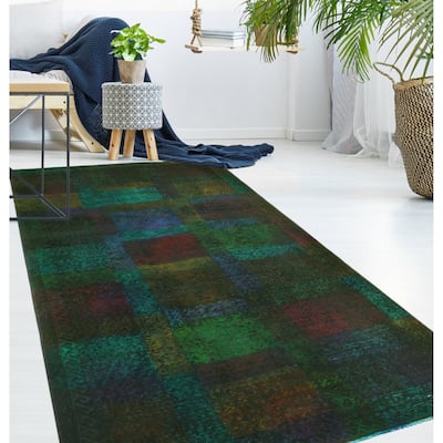 Vintage Rainbow-Dye Mauricio Purple/Green Rug - 3'9" x 7'1"