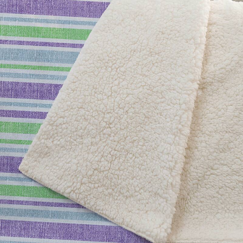 Premium Machine Washable Modern Stripe Sherpa Throw Blanket