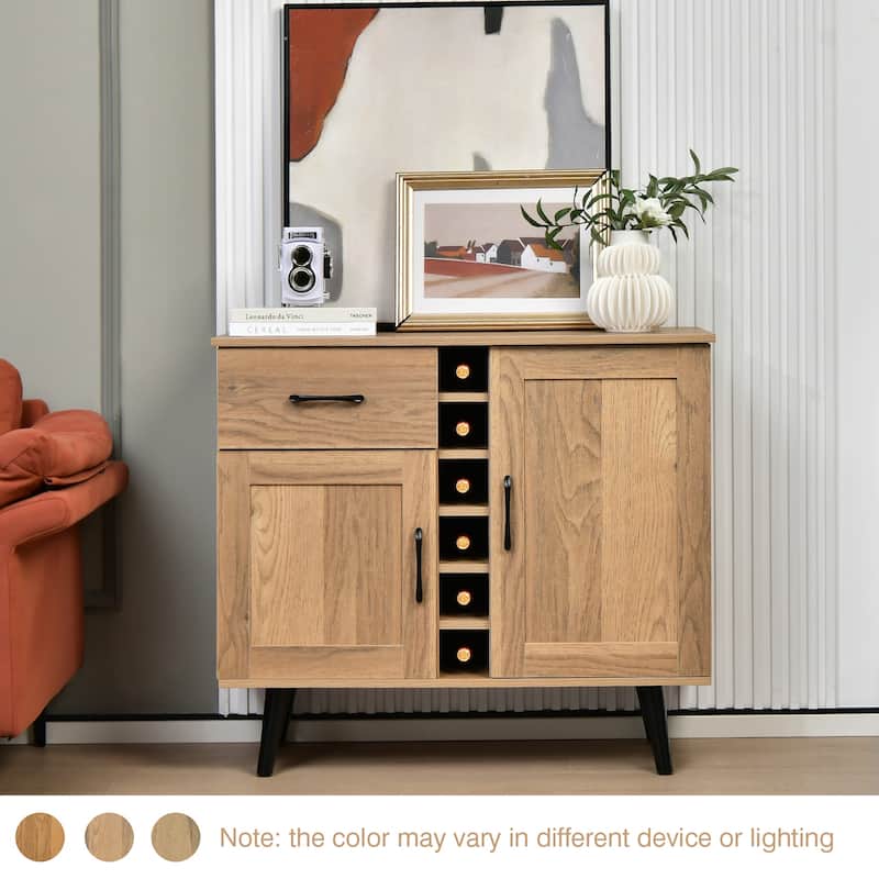 Costway 2-Door Wine Bar Cabinet Kitchen Sideboard Buffet with Drawer & - See Details