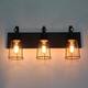Farmhouse 3-Light Bronze Bathroom Vanity Lights Metal Cage Wall Sconces with Seeded Glass - 22" L x 6" W x 10" H