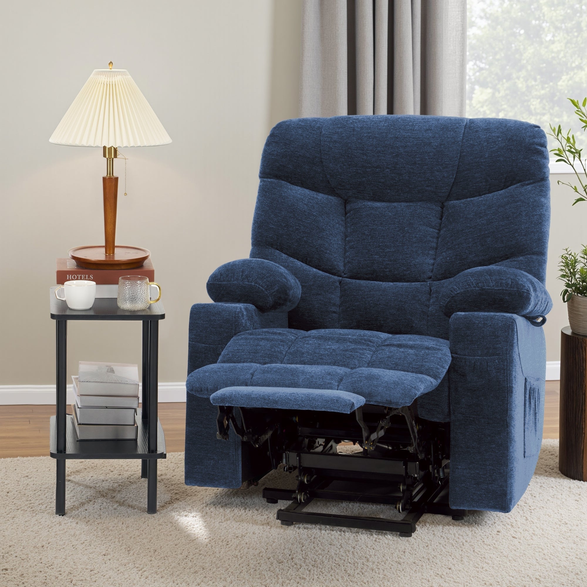 MCombo Wide Power Lift Recliner Chair with Extended Footrest for Big Elderly People, Fabric R7289